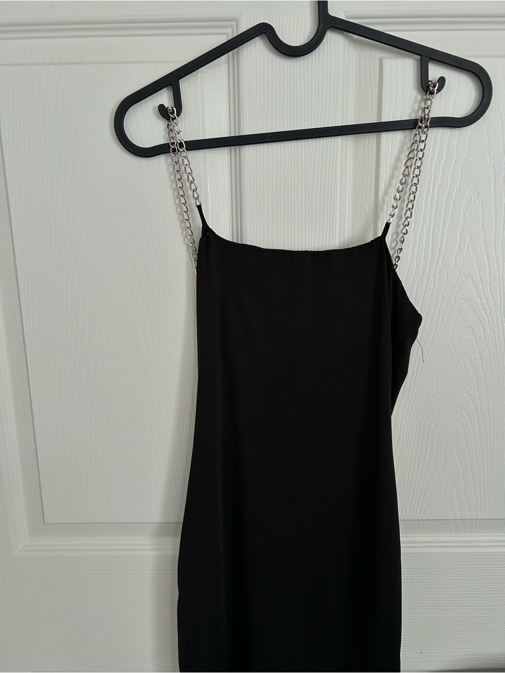Heart Hips Black Mini Dress with Silver Chain Straps